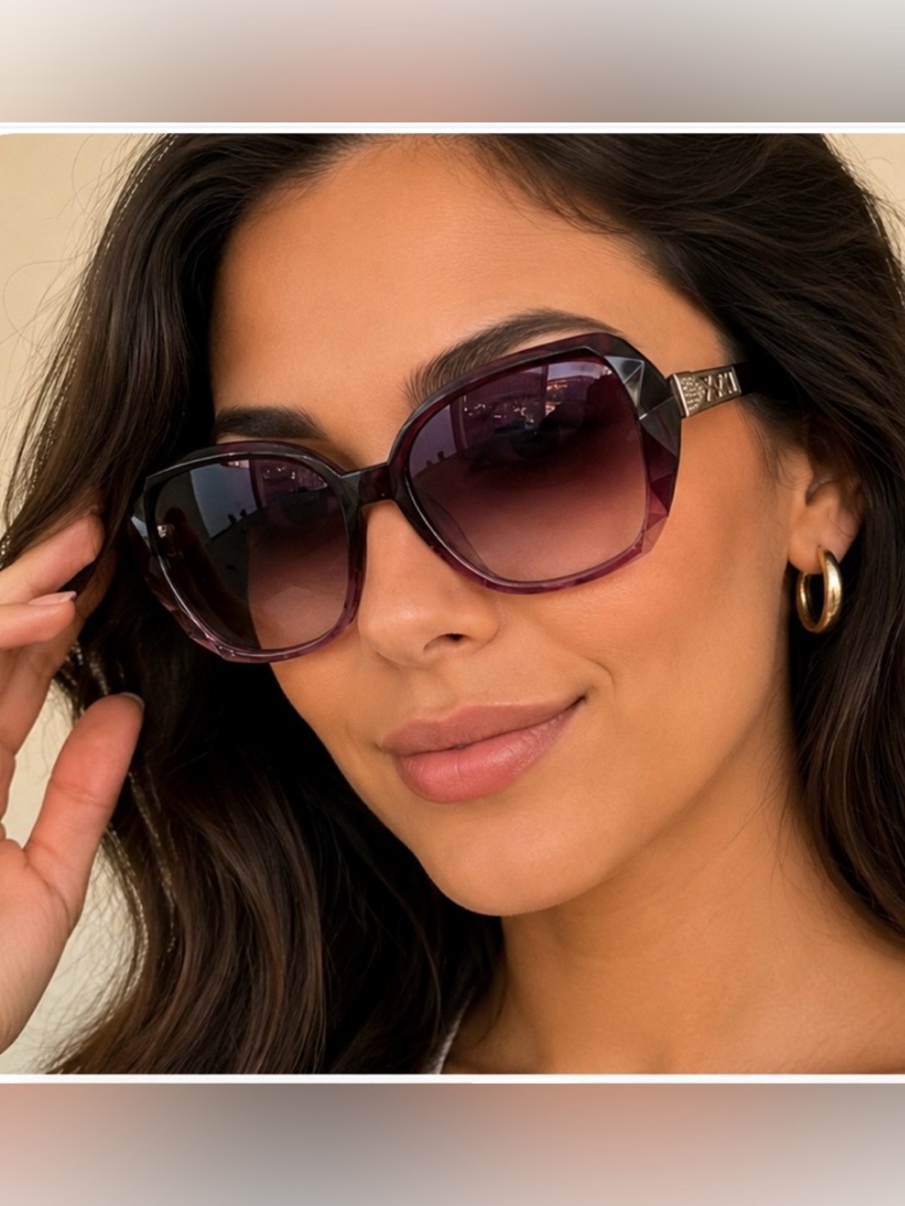 Oversized Faceted Gradient Sunglasses – Glam Purple Ombre Statement Frames ✨🕶️